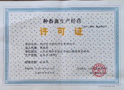 点击查看详细信息<br>标题：山东省杜泊羊原种生产许可证 阅读次数：1750